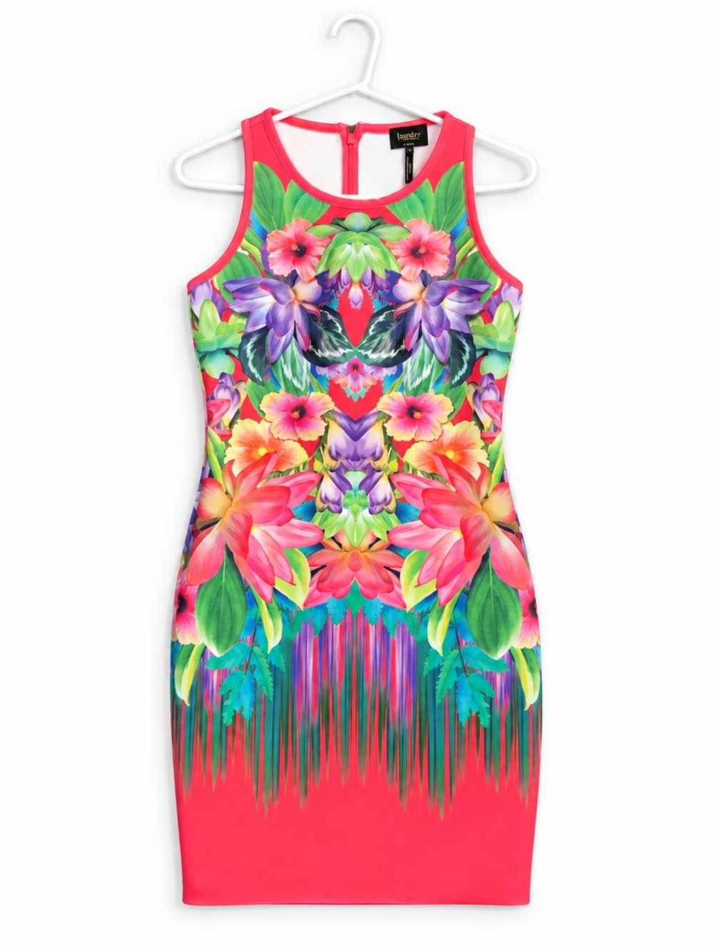 Laundry by Shelli Segal Coral Pink Tropical Floral Sheath Dress